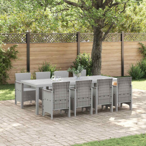 vidaXL Tuin Eetset 9 pcs Wit Polypropyleen