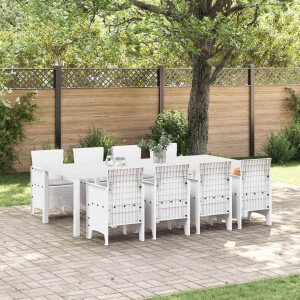 vidaXL Tuin Eetset 9 pcs Wit Polypropyleen
