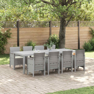 vidaXL Tuin Eetset 9 pcs Wit Polypropyleen
