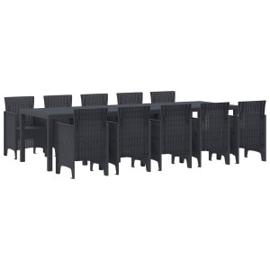 vidaXL Tuin Eetset 11 pcs Antraciet Kunststof