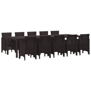 vidaXL Tuin Eetset met kussen 11 pcs Bruin Rattan