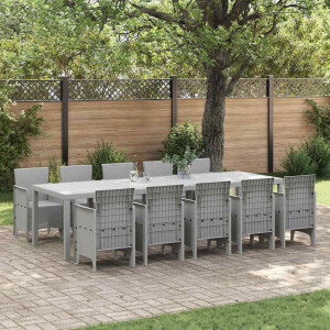 vidaXL Tuin Eetset 11 pcs Lichtgrijs Polypropyleen