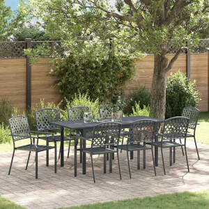 vidaXL Tuin eettafelset 9 pcs Antraciet Poedercoating staal