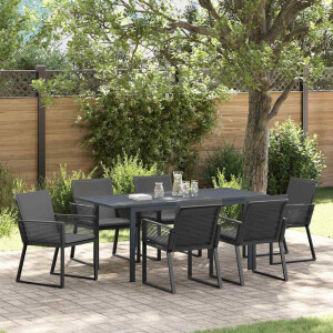 vidaXL Tuin eettafelset 7 pcs Antraciet poly rattan
