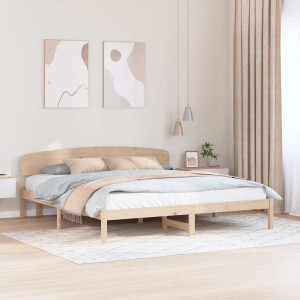 vidaXL Bedframe met hoofdeinde Naturel 200 x 200 cm Massief grenenhout