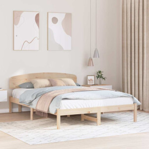 vidaXL Bedframe met hoofdeinde Naturel 160 x 200 cm Massief grenenhout
