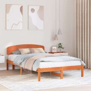 vidaXL Bedframe Wasbruin 140 x 190 cm Massief grenenhout