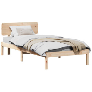 vidaXL Bedframe met hoofdeinde Naturel 90 x 190 cm Massief grenenhout