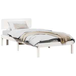 vidaXL Bedframe met hoofdeinde Wit 90 x 190 cm Massief grenenhout