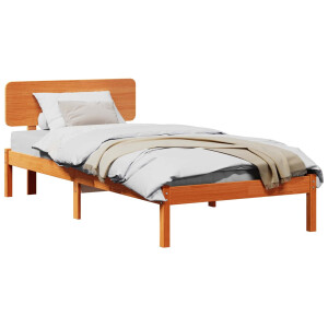 vidaXL Bedframe met hoofdeinde Wasbruin 75 x 190 cm Massief grenenhout