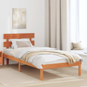 vidaXL Bedframe met hoofdeinde Bruin 90 x 190 cm Massief grenenhout