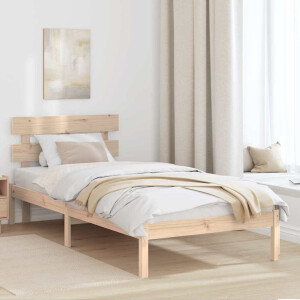vidaXL Bedframe met hoofdeinde Bruin 75 x 190 cm Massief grenenhout