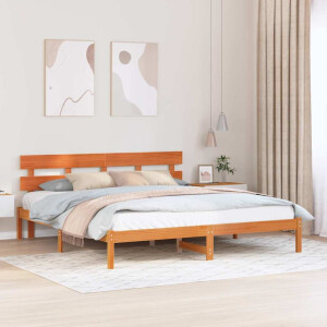 vidaXL Bedframe met hoofdeinde Bruin 180 x 200 cm Massief grenenhout