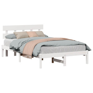 vidaXL Bedframe met hoofdeinde Wit 120 x 200 cm Massief grenenhout