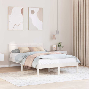 vidaXL Bedframe Wit 140 x 190 cm Massief grenenhout
