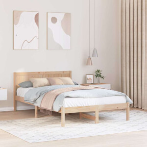 vidaXL Bedframe Bruin 135 x 190 cm Massief grenenhout