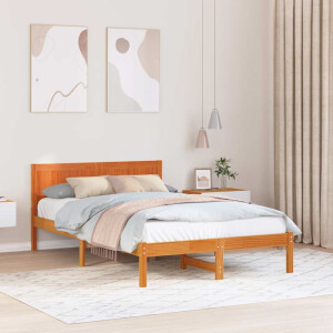 vidaXL Bedframe Bruin 135 x 190 cm Massief grenenhout