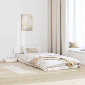 vidaXL Bedframe met hoofdeinde met opslag Wit 100 x 200 cm Hout
