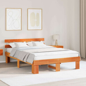 vidaXL Bedframe Wasbruin 150 x 200 cm Massief grenenhout