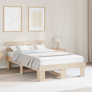 vidaXL Bedframe met hoofdeinde Naturel 120 x 200 cm Massief grenenhout