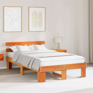 vidaXL Bedframe Wasbruin 140 x 190 cm Massief grenenhout