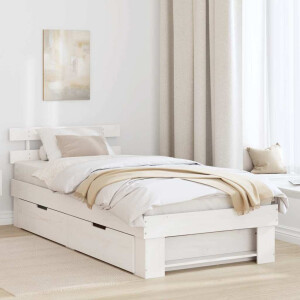 vidaXL Bedframe met hoofdeinde Wit 100 x 200 cm Massief grenenhout