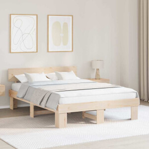 vidaXL Bedframe met hoofdeinde Naturel 160 x 200 cm Massief grenenhout