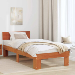 vidaXL Bedframe met hoofdeinde Wasbruin 90 x 200 cm Massief grenenhout