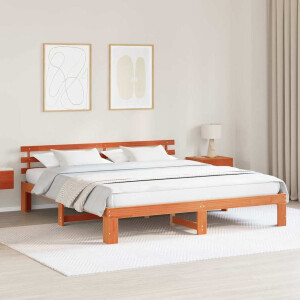 vidaXL Bedframe Wasbruin 200 x 200 cm Massief grenenhout
