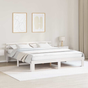 vidaXL Bedframe met hoofdeinde Wit 180 x 200 cm Massief grenenhout