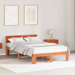 vidaXL Bedframe Wasbruin 140 x 190 cm Massief grenenhout