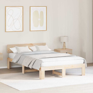 vidaXL Bedframe met hoofdeinde Naturel 120 x 190 cm Massief grenenhout