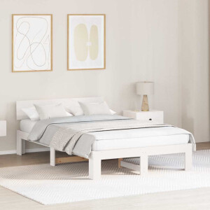 vidaXL Bedframe met hoofdeinde Wit 120 x 190 cm Massief grenenhout
