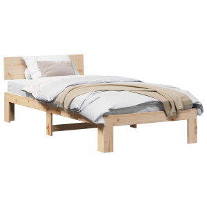 vidaXL Bedframe met hoofdeinde Naturel 90 x 200 cm Massief grenenhout