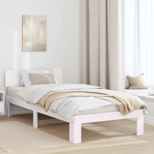 vidaXL Bedframe met hoofdeinde Wit 90 x 190 cm Massief grenenhout
