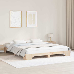 vidaXL Bedframe Naturel 200 x 200 cm Massief grenenhout