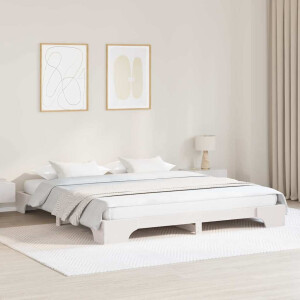 vidaXL Bedframe Wit 200 x 200 cm Massief grenenhout