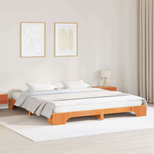 vidaXL Bedframe Wasbruin 200 x 200 cm Massief grenenhout