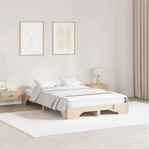 vidaXL Bedframe Naturel 135 x 190 cm Massief grenenhout