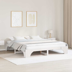 vidaXL Bedframe Wit 200 x 200 cm Massief grenenhout