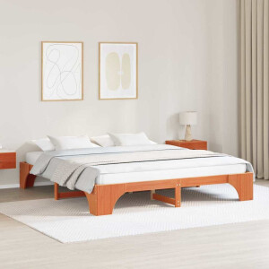 vidaXL Bedframe Wasbruin 200 x 200 cm Massief grenenhout
