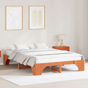 vidaXL Bedframe Wasbruin 150 x 200 cm Massief grenenhout