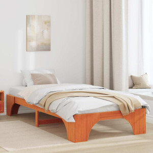 vidaXL Bedframe Wasbruin 100 x 200 cm Massief grenenhout