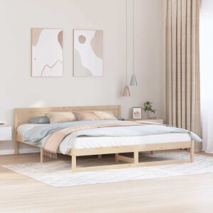 vidaXL Bedframe met hoofdeinde Naturel 180 x 200 cm Massief grenenhout