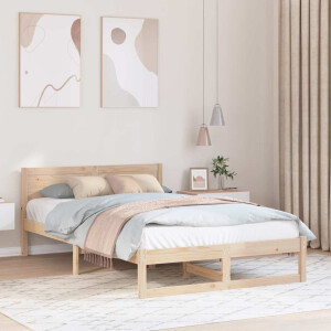 vidaXL Bedframe met hoofdeinde Naturel 120 x 200 cm Massief grenenhout