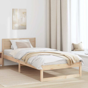 vidaXL Bedframe met hoofdeinde Naturel 90 x 200 cm Massief grenenhout