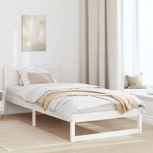 vidaXL Bedframe met hoofdeinde Wit 90 x 190 cm Massief grenenhout