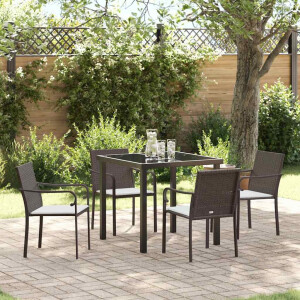 vidaXL Tuin eettafelset 5 pcs Bruin en zwart PE Rattan