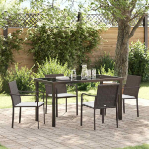 vidaXL Tuin eettafelset 5 pcs Bruin en zwart PE Rattan