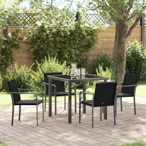 vidaXL Tuin eettafelset 5 pcs Zwart en Grijs PE Rattan